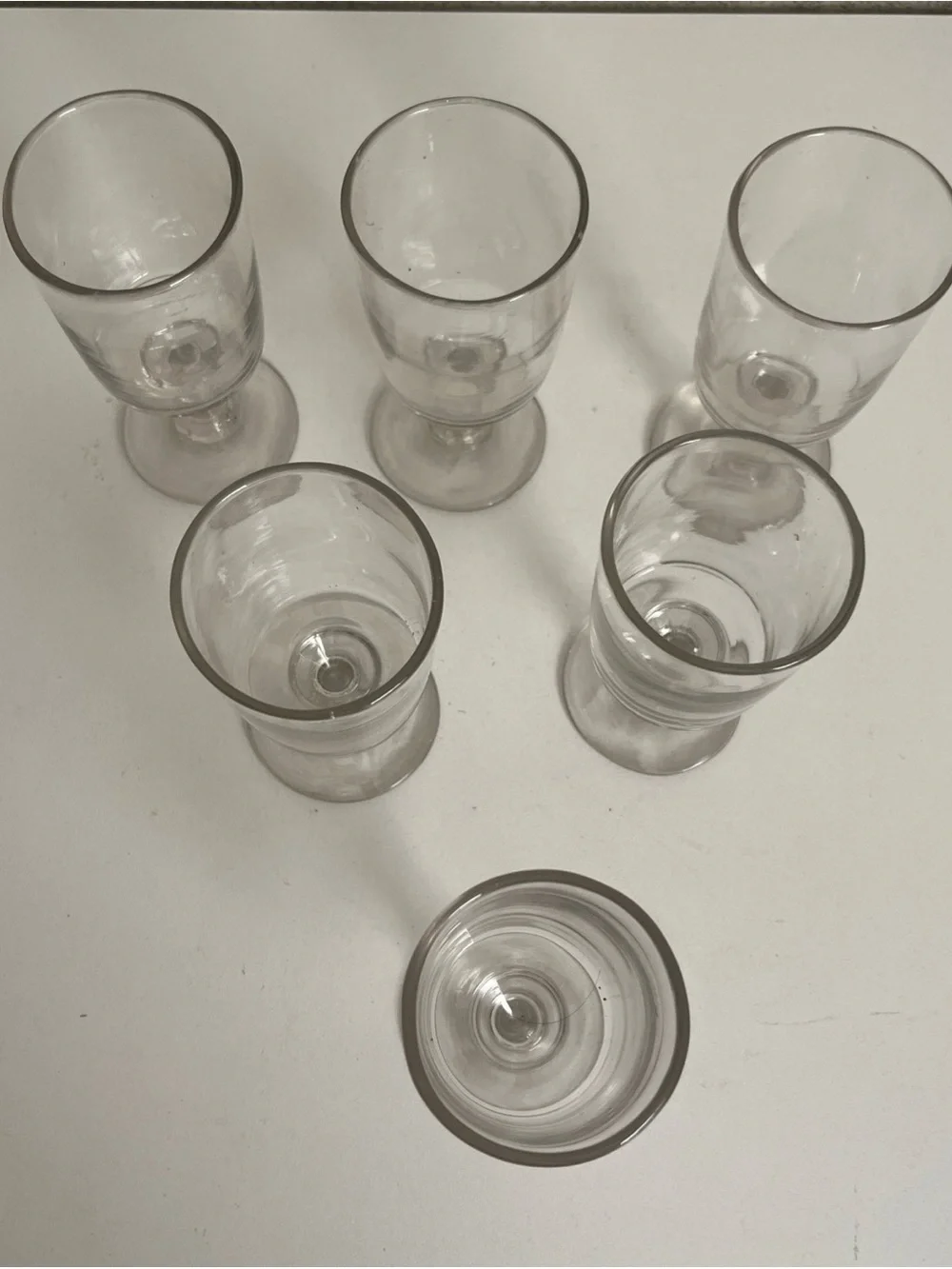 Vintage Mid Century Wine Glass Bistro Style Clear Short Stem 4.5”Dessert Glass 6